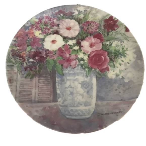 Vintage 1991 Vandor Dawna Barton English country decorative plate floral 7.5” - Picture 1 of 5